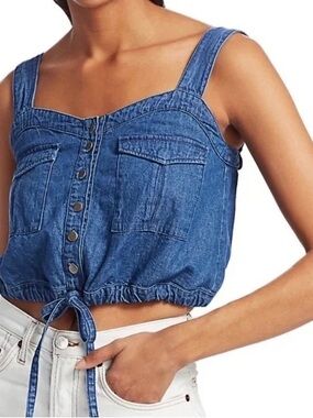 Free People Indigo Denim Cropped Tank